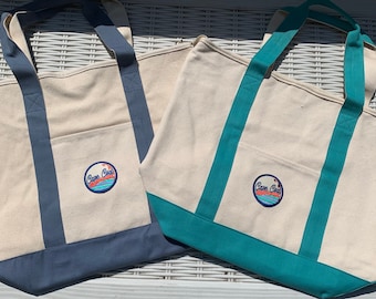 Heavy Canvas Beach Tote Cape Cod Embroidery Patch