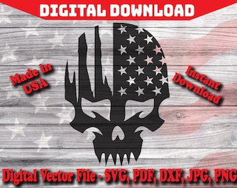 Distressed Skull USA Flag Digital Instant Download SVG, Silhouette, cricut, clipart cut file pdf png dxf svg