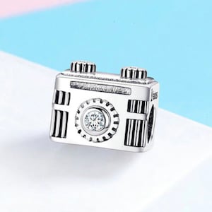 charms para pulsera, charms para pulsera pandora, charm de cámara vintage, amuleto de viaje, amuleto de plata de ley, cuentas, nuevo encanto, totalmente estampado