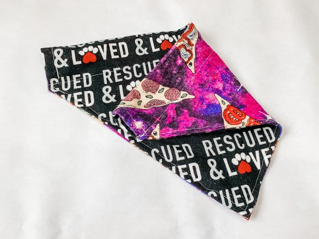 Pizza Dog Bandana, Reversible Dog Bandana, Pizza Bandana, Rescue Love