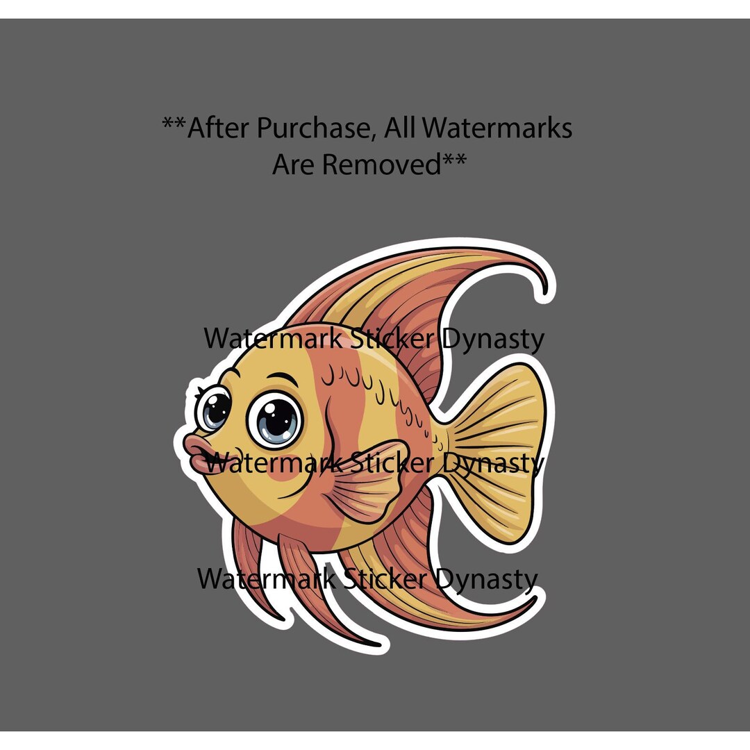 Angelfish Sticker Waterproof Decal Fish Ocean Beach Cute Kawaii Animal ...