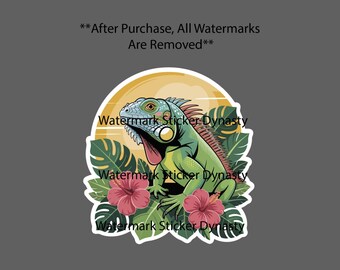 Iguana Sticker Waterproof Decal Lizard Animal Flower Floral Tropical Gift NEW