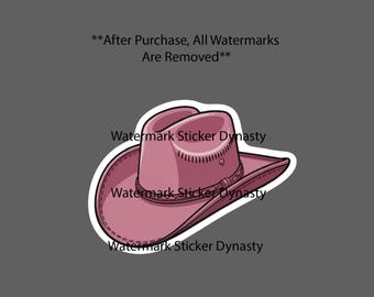 Pink Cowboy Hat Sticker Waterproof Decal Cowgirl Country Western Music Gift NEW