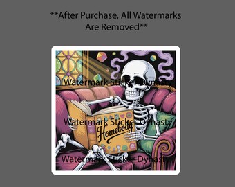Skeleton Reading Sticker Waterproof Decal Homebody Home Books Reader Gift NEW