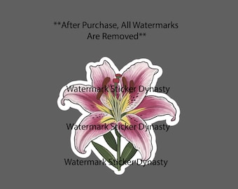 Pink Lily Sticker Waterproof Decal Flower Floral Outdoor Nature Garden Gift NEW
