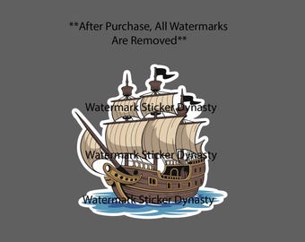 Pirate Ship Sticker Waterproof Decal Ocean Waves Travel Cartoon Gift NEW