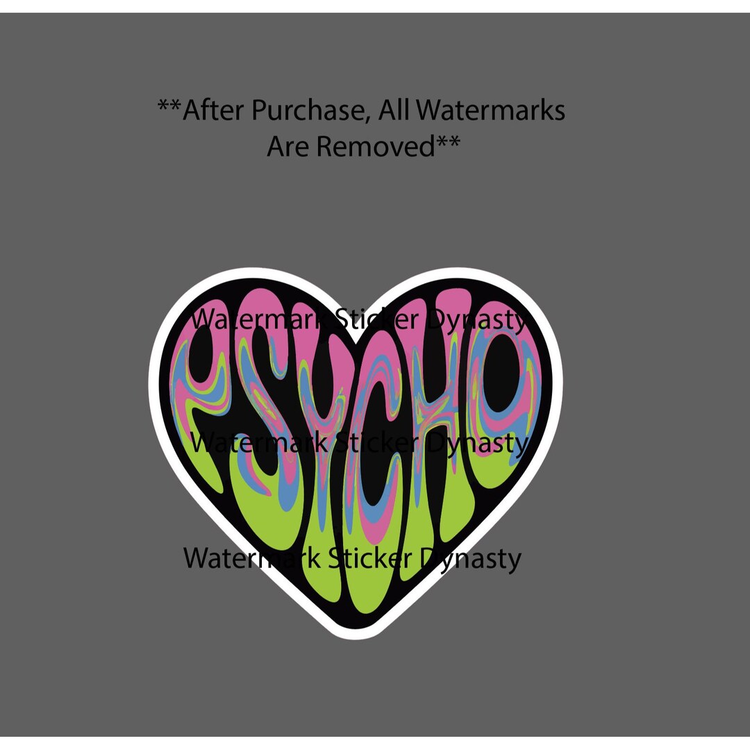 Psycho Sticker Waterproof Decal Heart Love Trippy Abstract Cute Gift ...