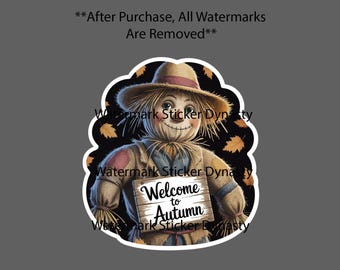 Scarecrow Sticker Waterproof Decal Autumn Sign Fall Leaves Gift NEW