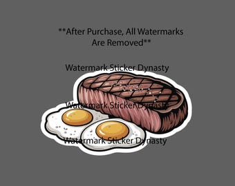 Steak and Eggs Sticker Waterproof Decal Food Breakfast Organic Gym Gift NEW