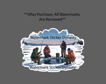 Ice Fishing Sticker Waterproof Decal Outdoor Fish Nature Wild River Gift NEW