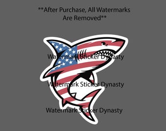 Shark USA Flag Sticker Waterproof Decal Ocean Beach America Animal Gift NEW