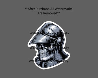 Knight Skull Sticker Waterproof Decal Skeleton Bones Warrior War Gift NEW
