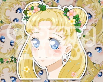 Pastel Floral Sailor Moon Sticker