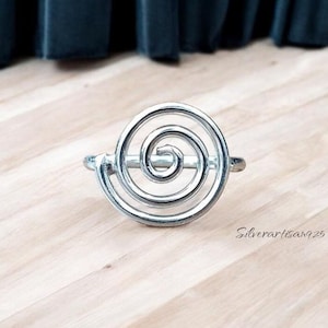 925 Sterling Silver Spiral Ring: Minimalist Swirl Band