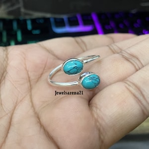 Adjustable Turquoise Ring, Handmade Ring, 925 Sterling Silver Ring, Turquoise Designer Ring, Birthstone Ring, Promise Ring, Boho Ring