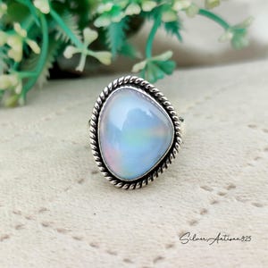 Handmade Aurora Opal Ring: 925 Sterling Silver Gemstone