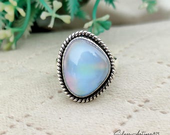 Handmade Aurora Opal Ring: 925 Sterling Silver Gemstone