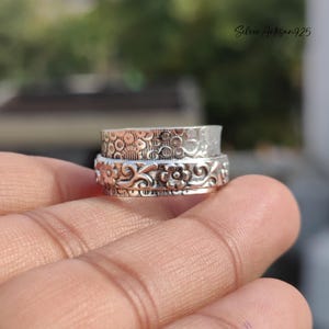 Sterling Silver Spinner Ring: Wide Band Meditation Ring