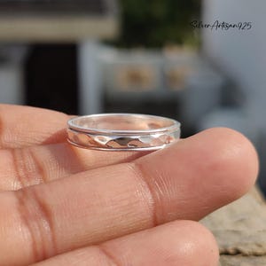 Hammered Sterling Silver Spinner Ring: Handmade Meditation Band