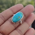 Kingman Turquoise Ring: Oval Sterling Silver Handmade Jewelry