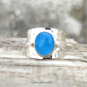 Blue Chalcedony Ring / Sterling Silver Jewelry / 925 Gemstone Jewelry / Natural Blue Chalcedony Ring / Promise Ring / Perfect Gift For Mom