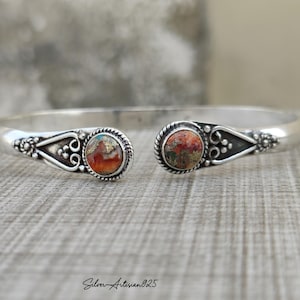 Oyster Copper Turquoise Bangle: Sterling Silver Adjustable Bracelet