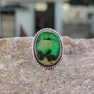 Monarch Opal Silver Ring ~ Statement Ring ~ Unique Opal Ring ~ Multi Colored Monarch Opal Jewelry Ring ~ Sterling Silver Gemstone Gift Ring