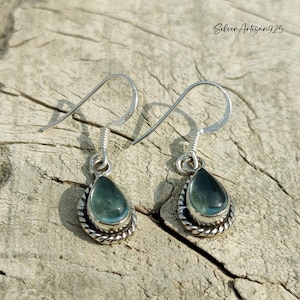Aquamarine Earrings: Handcrafted 925 Sterling Silver Dangle Jewelry