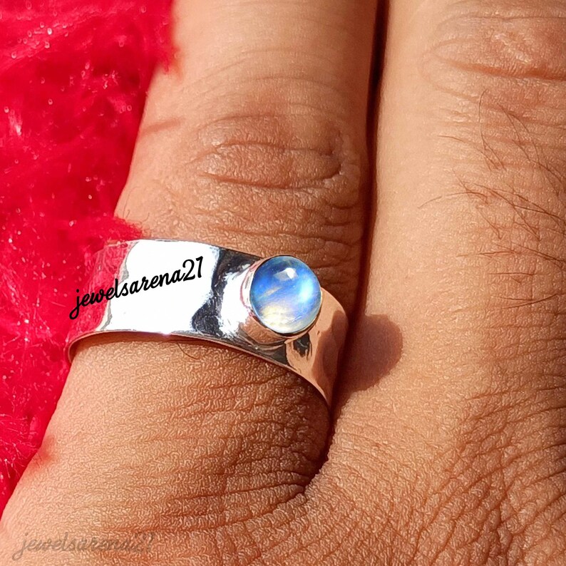 Fidget Moonstone Band Ring Customize Stone Ring 925 Silver Ring Moonstone Ring Anxiety Ring Worry Ring Band Ring For Women Band Ring