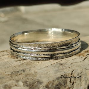 Spinner Bangle For Women, Hammered Bangle, 925 Sterling Silver Bangle With Stamped, Spinner Bangle Bracelet, Stacking Bangle, Custom Size