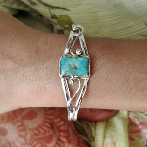 Kingman Turquoise Bangle: Handcrafted 925 Sterling Silver Cuff Bracelet image 5