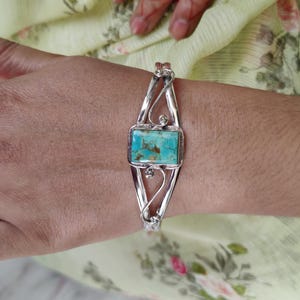 Kingman Turquoise Bangle: Handcrafted 925 Sterling Silver Cuff Bracelet image 8