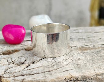 Handmade Sterling Silver Wide Band Ring: Chunky Thumb Ring