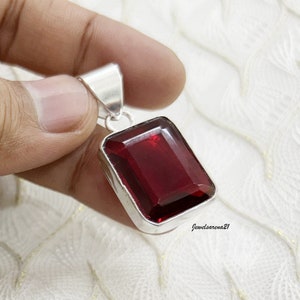 Handmade Red Garnet Sterling Silver Pendant: January Birthstone Jewelry