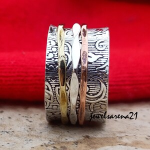 Sterling Silver Spinner Ring: Boho Meditation, Worry, Anxiety Ring