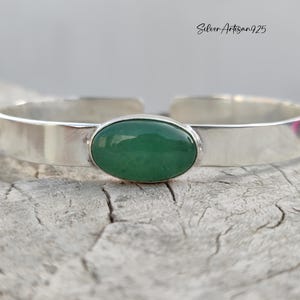Handmade Chrysoprase Sterling Silver Bangle Bracelet