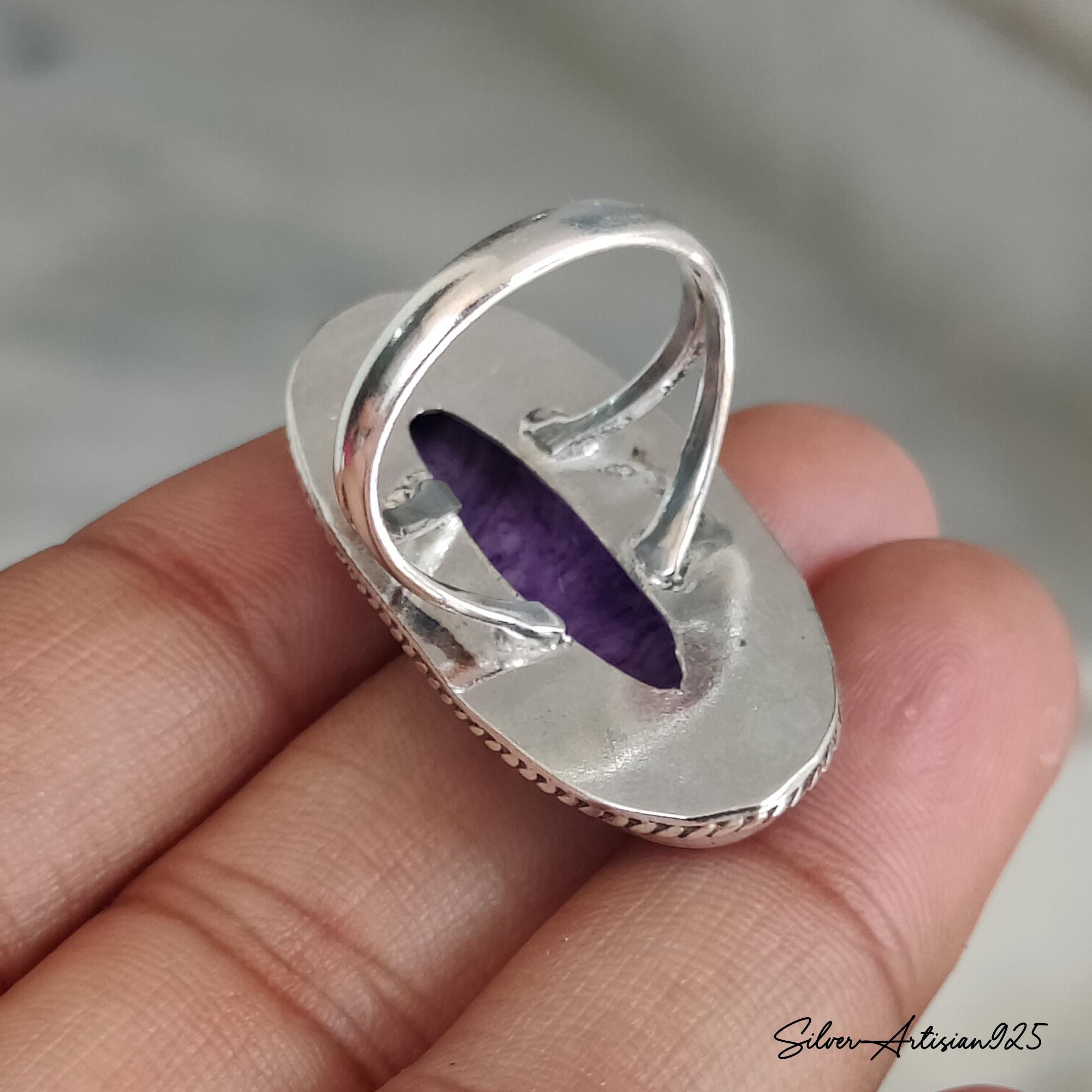 Charoite Gemstone Ring: Handmade 925 Sterling Silver Statement Jewelry -  Etsy
