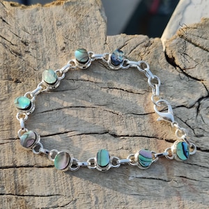 Abalone Shell Sterling Silver Bracelet: Artisan Gemstone Jewelry