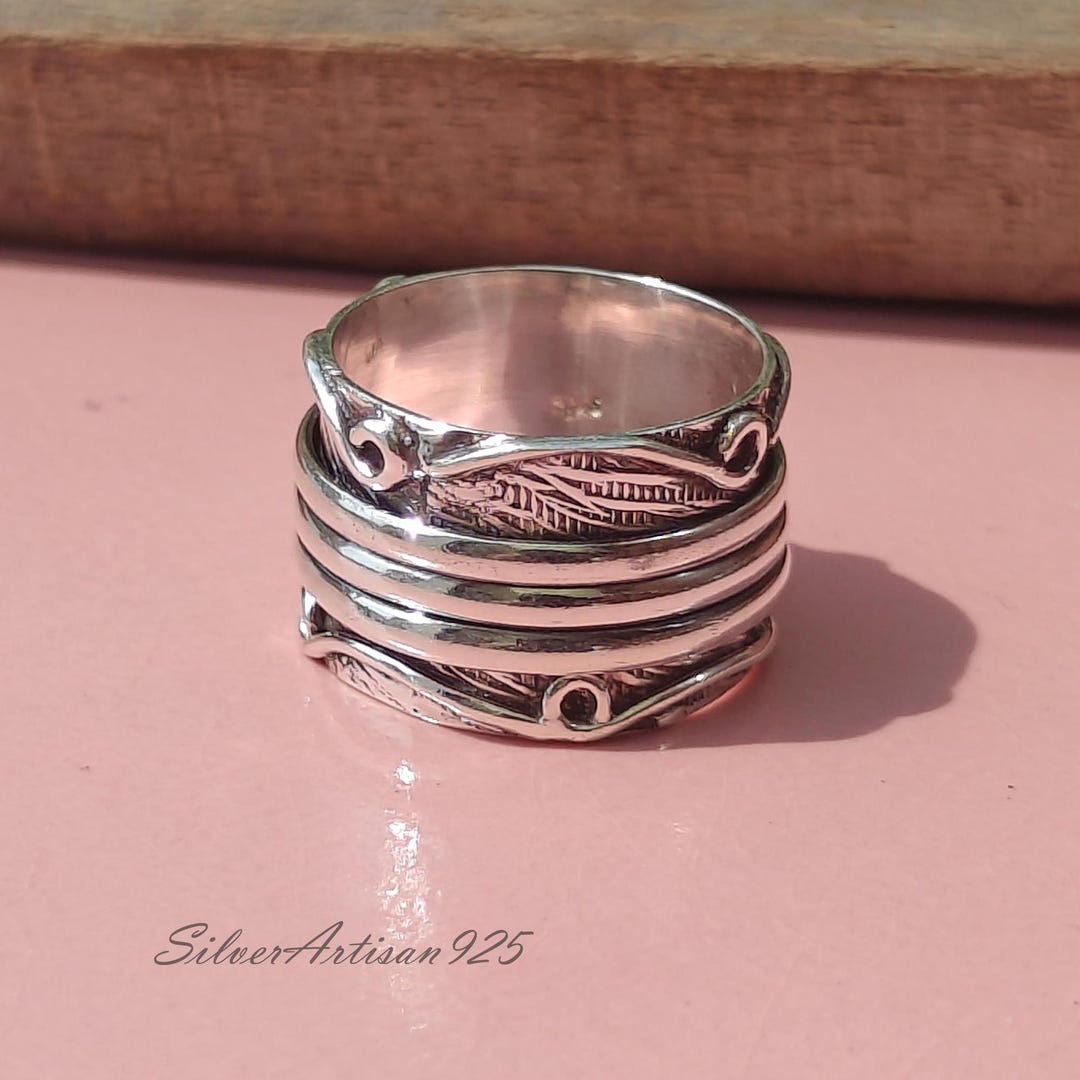 Sterling Silver Spinner Ring: Handmade Meditation Anxiety Ring - Etsy