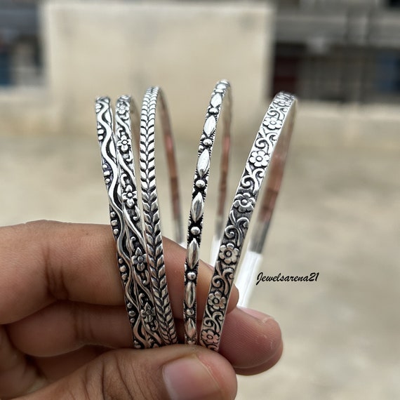 Silver Bangle/925 Sterling Silver Bangle/5 Set of Bangles