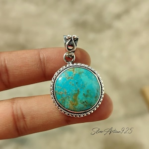 Kingman Turquoise Pendant: Handmade Sterling Silver Gemstone Jewelry