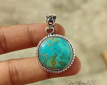 Kingman Turquoise Pendant: Handmade Sterling Silver Gemstone Jewelry