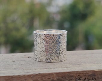 Handmade 925 Sterling Silver Wide Band Ring