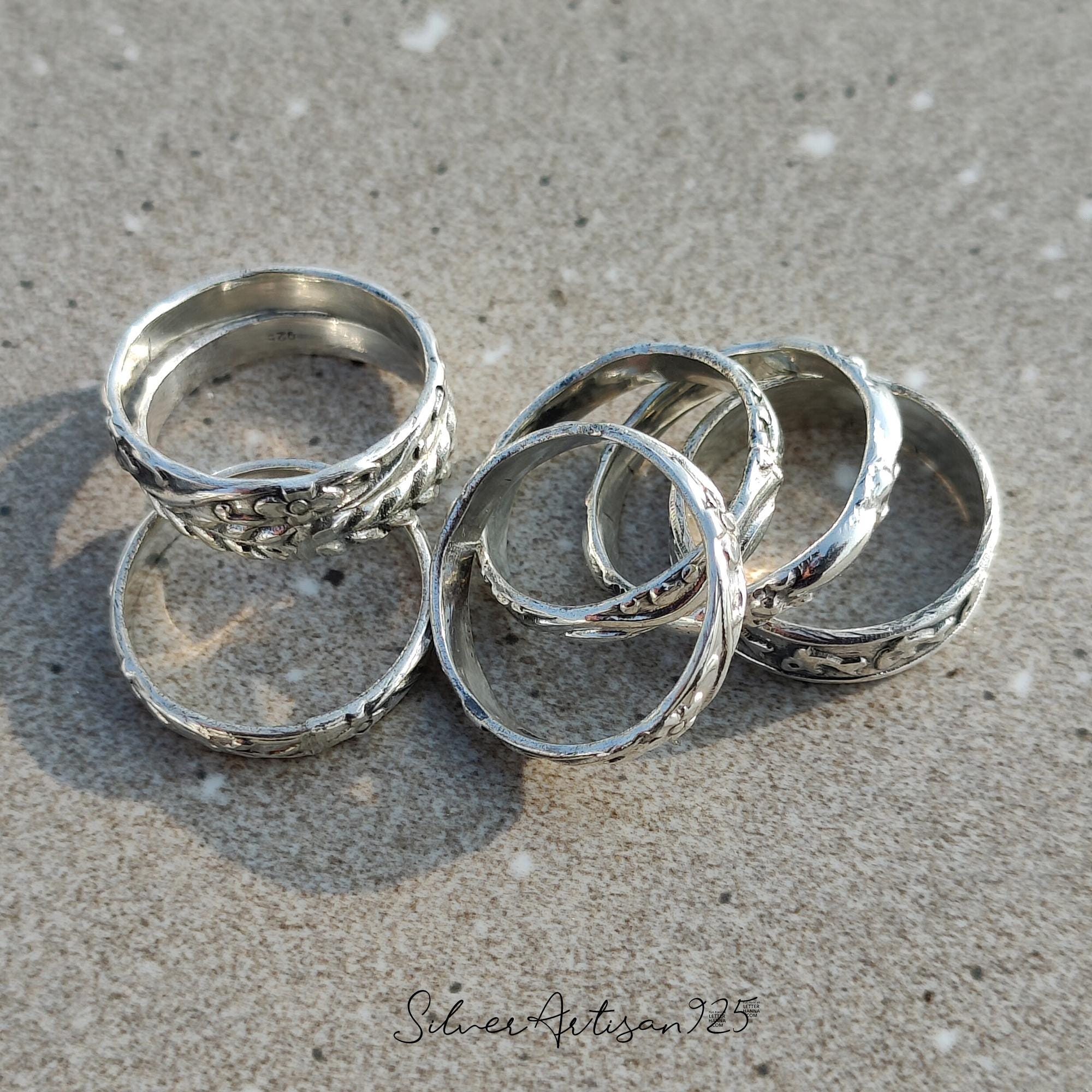 Sterling Silver Stacking Ring Set of 7 - All Different Designer Bands ...