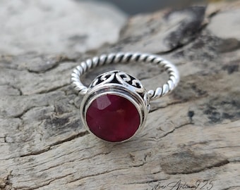 Handgemachter Rubin 925 Sterling Silber Ring: Statement Schmuck