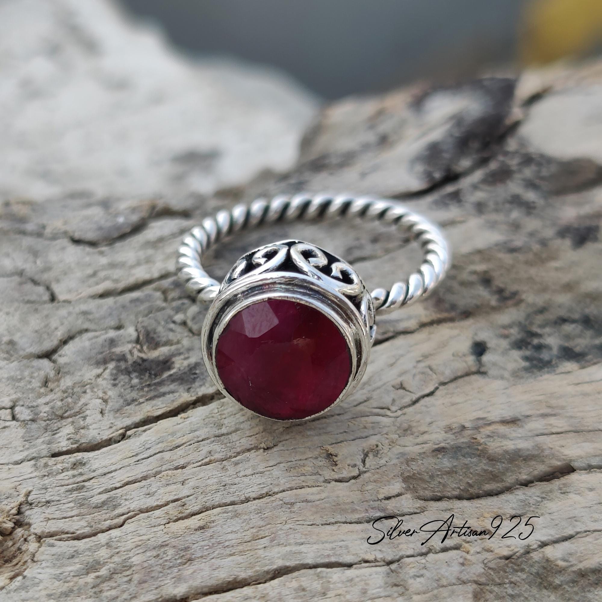 ＊925 天然ルビーのシャンデリアリング＊ ruby ring silver Handmade Ruby 925 Sterling Silver Ring: Statement Jewelry - Etsy