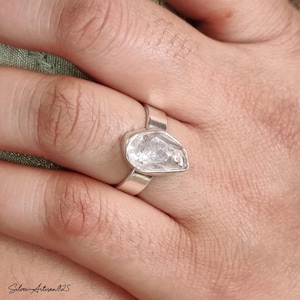 Raw Herkimer Gemstone Ring, 925 Sterling Silver Handmade Jewelry For Women, Dainty Promise Ring, Crystal Herkimer Diamond Ring, Gift For Her