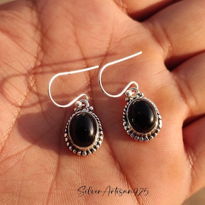Black Onyx Earring, 925 Silver Earring, Black Gemstone Earring, Boho Earring, Antique Earring, Wedding Earring, Earring For Girls, Gifts