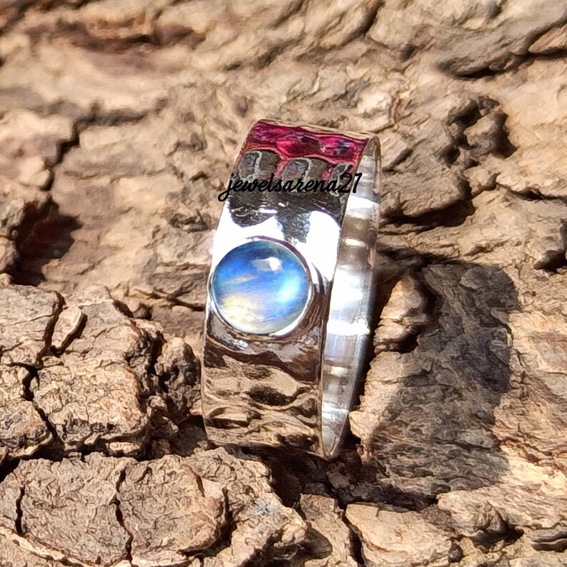 Fidget Moonstone Band Ring Customize Stone Ring 925 Silver Ring Moonstone Ring Anxiety Ring Worry Ring Band Ring For Women Band Ring