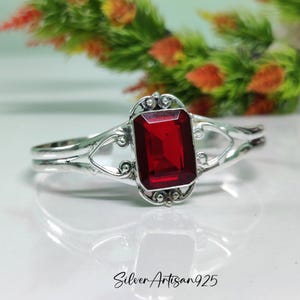 Handmade Red Garnet Sterling Silver Bangle Bracelet